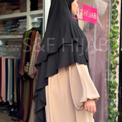 Khimar 2 voiles (2 couches) couleur الnoir