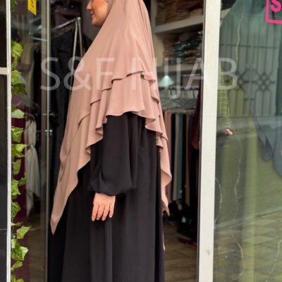 Khimar 2 voiles (2 couches) couleur terreau / taupe